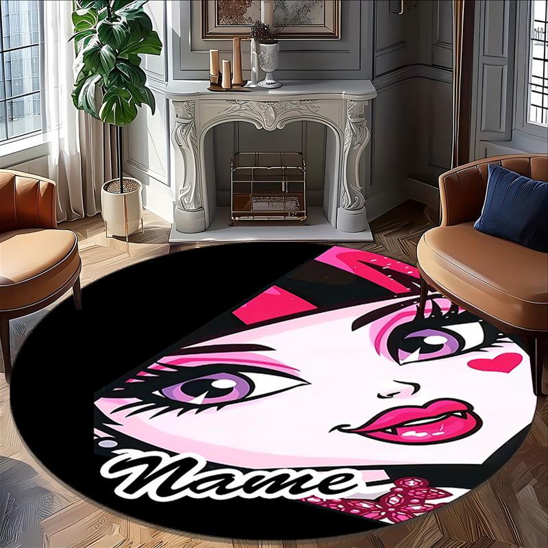 Customizable Monster High Draculaura1 Round Non-Slip Carpet - Ideal for Garden, Picnic, Office, Perfect for Decoration, Suitable For All Seasons