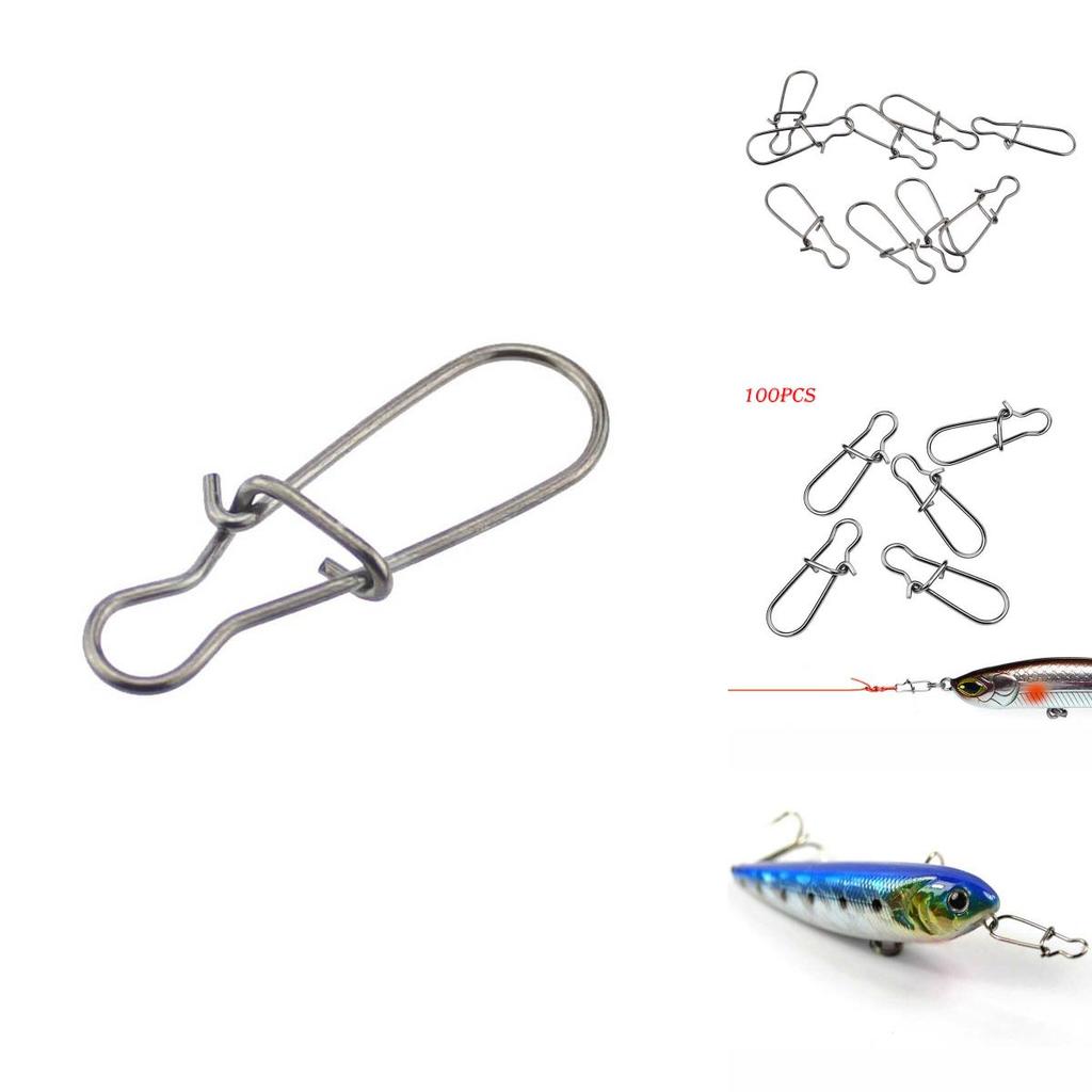 Premium Stainless Steel Fishing Fastlock Needle Swivels Snap Duo-lock Hooks Tackle Set Of 100