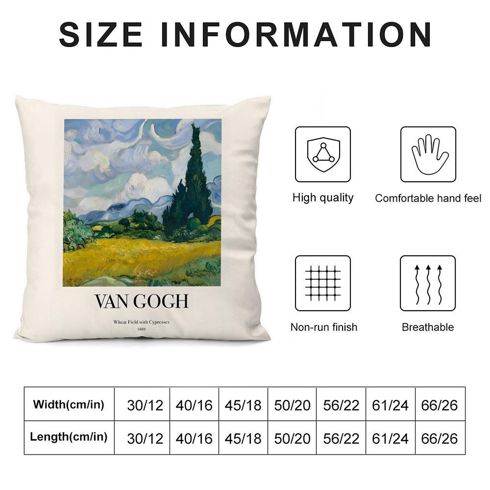 Van G-Gogh Kunst Kissenbezug Weicher Plüsch Überwurf Kissenbezug | Doppelseitige Dekorative Kissenhülle | Sofa Schlafzimmer Heimdekoration