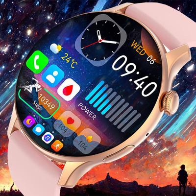2024 Nové ženy 466*466 AMOLED 1,43" obrazovka NFC Srdeční frekvence Krev Kyslík Bluetooth Volání IP68 Vodotěsné světové hodiny Chytré hodinky
