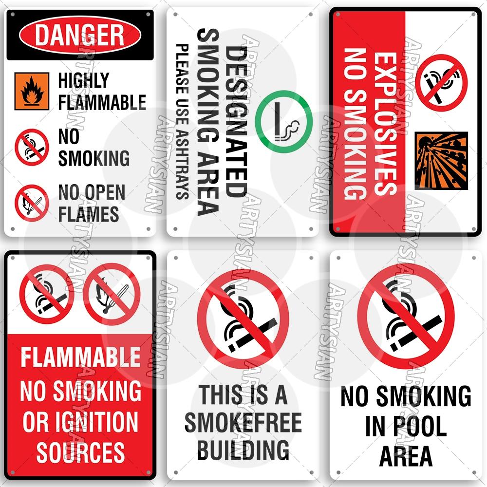 No Smoking Metal Sign No Vaping Smoke-Free Zone Smoking Permitted Plaque Auahi Kore Designated Smoking Area No Open Flames