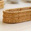 Oval Shape Tableware Storage Basket Retro Plastic Faux Wicker Tray Decorative Desk Shelf Baskets Desk Organization