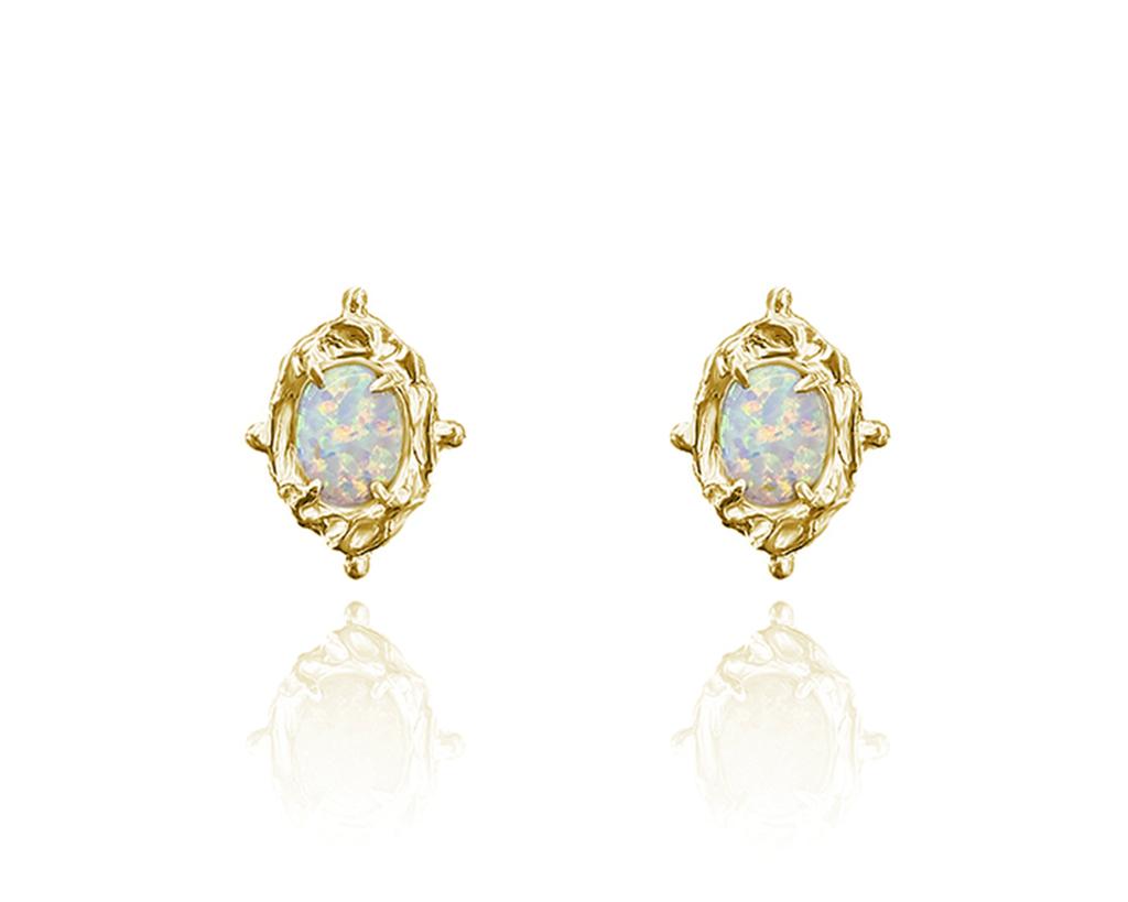 Poppi Classic Opal Silver Earrings