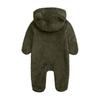 Baby Plush Warm One-Piece Bear Hooded Zipper Children's Solid Color Sleepsuit
