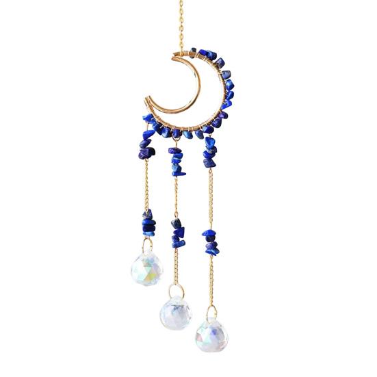 Crystals Suncatcher, Hanging Moon Sun Catcher with Glass Prisms for Windows, Healing Crystal Decor for Home, Gift for Christmas Birthday Valentine