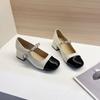 Pearl single shoes Mary Jane shoes children's new early spring small fragrant style retro thick heel medium heel small leather shoes autumn