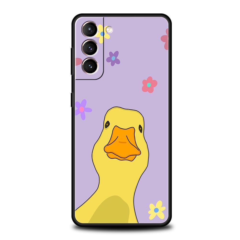 Cute Cartoon Duck Phone Case For Samsung Galaxy S24 S23 S22 S20 Ultra S21 FE 5G S10 S9 Plus S10E S8 Soft Silicone Cover