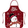 Christmas Printed Apron, Red Snowman Reindeer Kitchen Cooking Apron, Holiday Party Decor Bib for Women Men