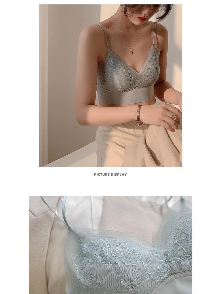 Romantic Lace Triangle Camisole Bra: Seamless Vest Style for Small or Flat Chests