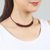 GEMCHIC Women's Ethnic Garnet Beaded Choker Necklace Thyroid Scar Cover Up Adjustable Collarbone Chain Vintage Jewelry