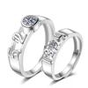 Adjustable Classic Couple Rings Set Rhodium/Gold Plated Brass Open Rings with Zircon Flower Design for Lovers