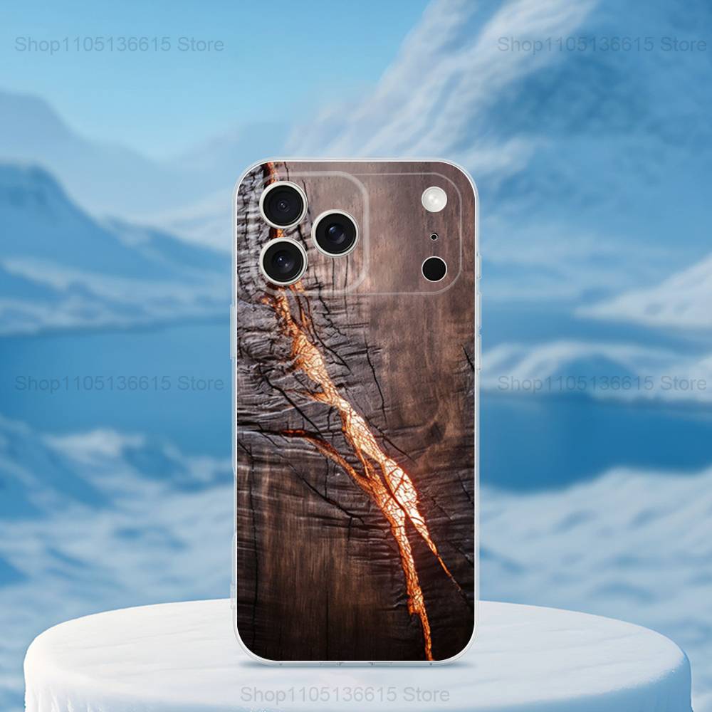 

Flame Wood Grain Art Phone Case For iPhone 14,13,12,11,17,16,15,Pro,Max,Plus,X,XS,XR,SE,Mini Transparent Soft Cover iPhone17Air