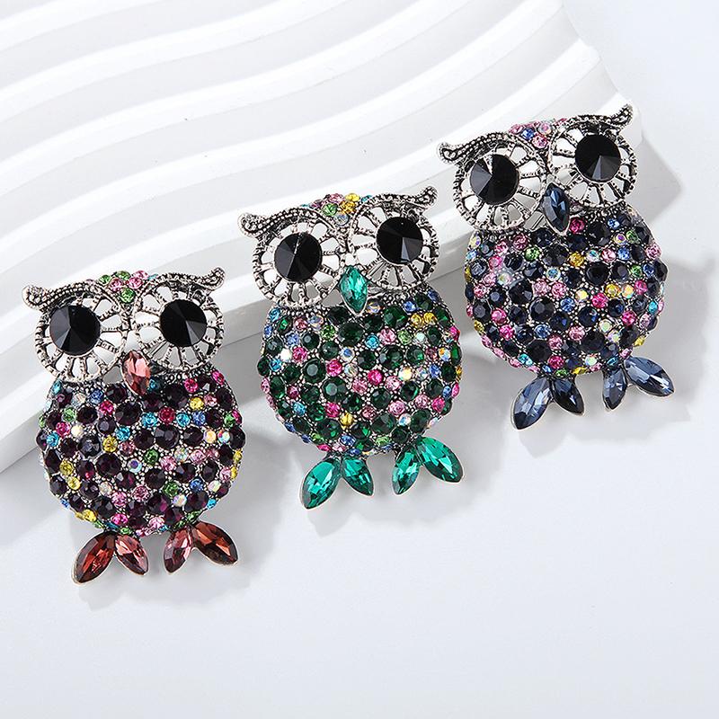 Personalized Retro Rhinestone Owl Brooches For Women Clothing Coat Accessries Gifts