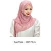 Msulim Hijab Women Beaded Flower Tassel Shawl Wrap Islamic Hat Stoles Headscarf Turban
