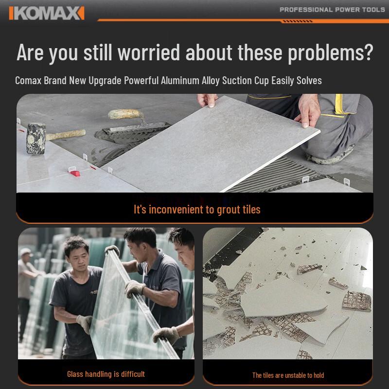 Komaiss Aluminum Alloy Suction Cup Lifter for Glass, Tiles, and Panels