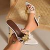 Fashion 2025 New Women Fashion Elegant Sandals Summer Metal Beautiful High Heels Sandals Slip on Luxury Designer Shoes Zapatos De Mujer