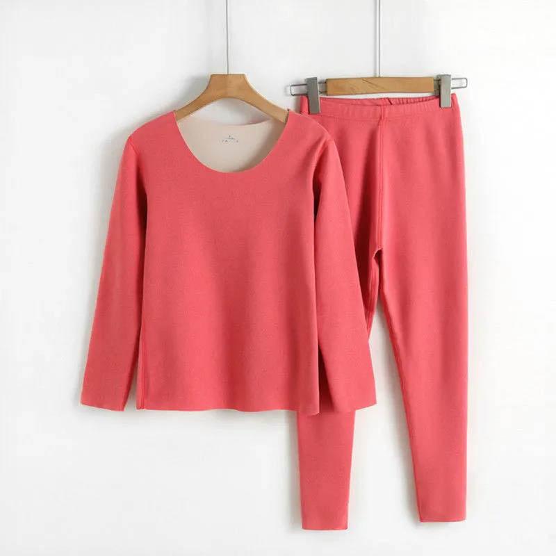 Arctic Velvet Cation Temperatura constante Dupla face Duas cores Outono Roupas Calças compridas Feminino Febre Sem costura Conjunto de roupa íntima térmica