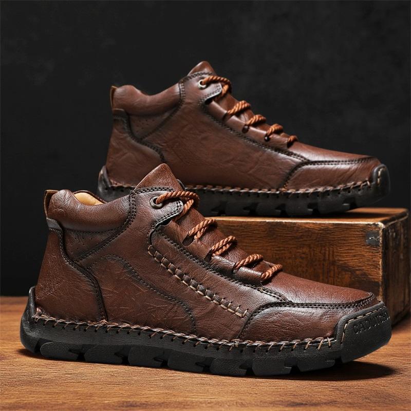 New Arrival Men High Top Shoes Treking Footwear Outdoor Leather Ankle Boots Fashion Lace Up Motorcycle Boots Non-Slip Man Botas