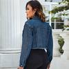 2026 Fashion Women's New Denim Fringed Lapel Long Sleeve Jacket