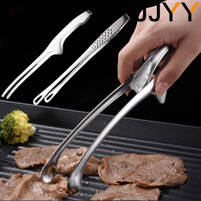 JJYY 304 Edelstahl Lebensmittelzange Langer Griff Rutschfest Grillzange Steakzange Küchenkochwerkzeuge Küchenzubehör
