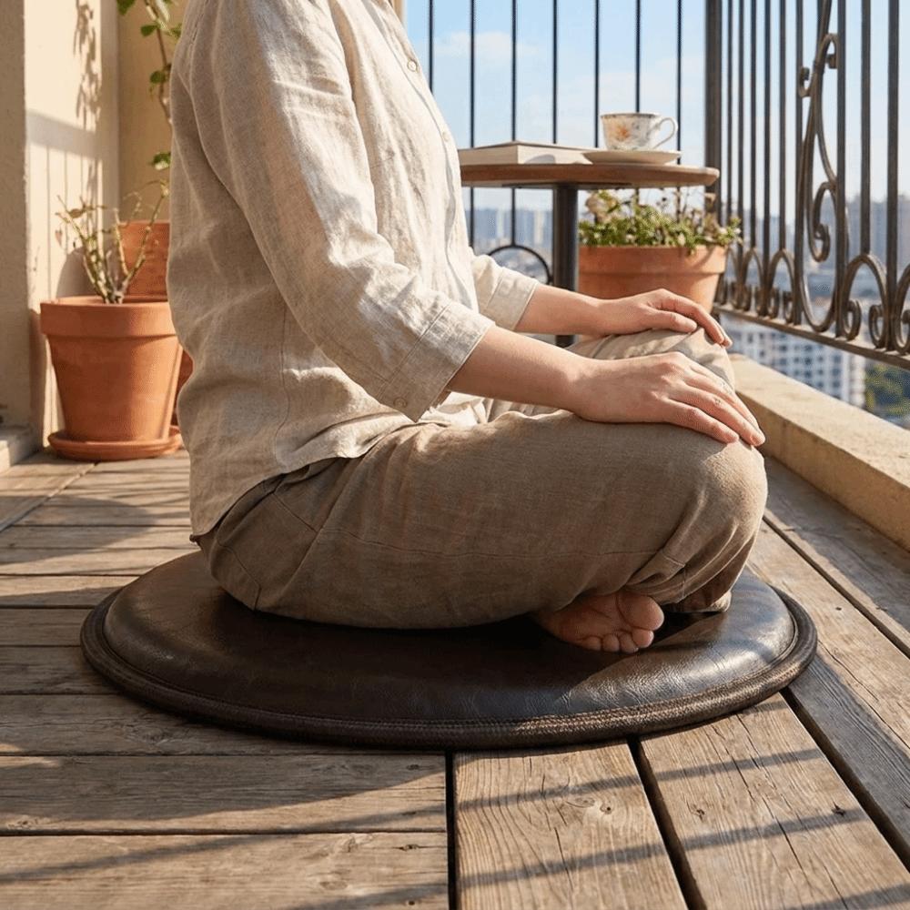 Round Leather Cooling Cushion Japanese Style Bay Window Pad Stool Pad Sitting Seat Pad Hotel