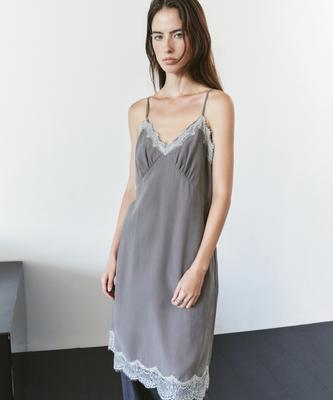 SIYAZU Sia8046 Vintage Lace Slip Dress_Warm Gray