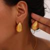 Luxury Water Drop Rhinestone Earrings and 18K Gold-Plated Titanium Necklace Jewelry Set