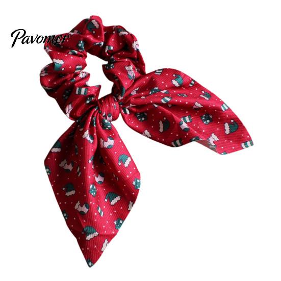Kadın Kızlar İçin Noel Temalı Saç Tokaları Scrunchies, Kurdele Fiyonklu Elastik At Kuyruğu Tutucular, Cilt Dostu Aksesuarlar Yumuşak Kumaş Tatil Partisi &