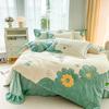Winter Thickened Milk Velvet Embroidered Four-piece Set, Anti-static and Warm, Double-sided Velvet Quilt Cover, Coral Velvet Bedding