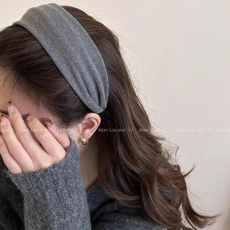 Vintage Solid Soft Cotton Hairband For Women Girls Sweet Hair Ornament Hoop Fashion Hair Accessories