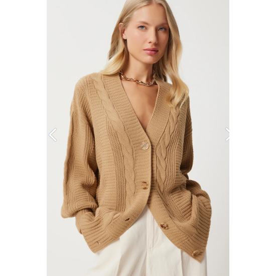 

Women s Biscuit Knitted Balloon Sleeve Casual Knitwear Cardigan Standard Size