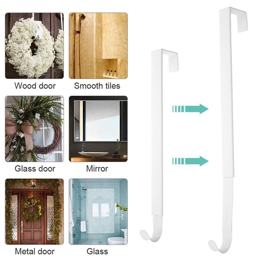 Black/White Wreath Hook Metal Wreath Door Hanger Adjustable Garland Hanger  Over the Door