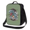 Funny Dinosaur Skateboard Thermal Lunch Bags for Girls Boys Insulated Lunch Box Durable Cooler Tote Bag with Adjustable Strap