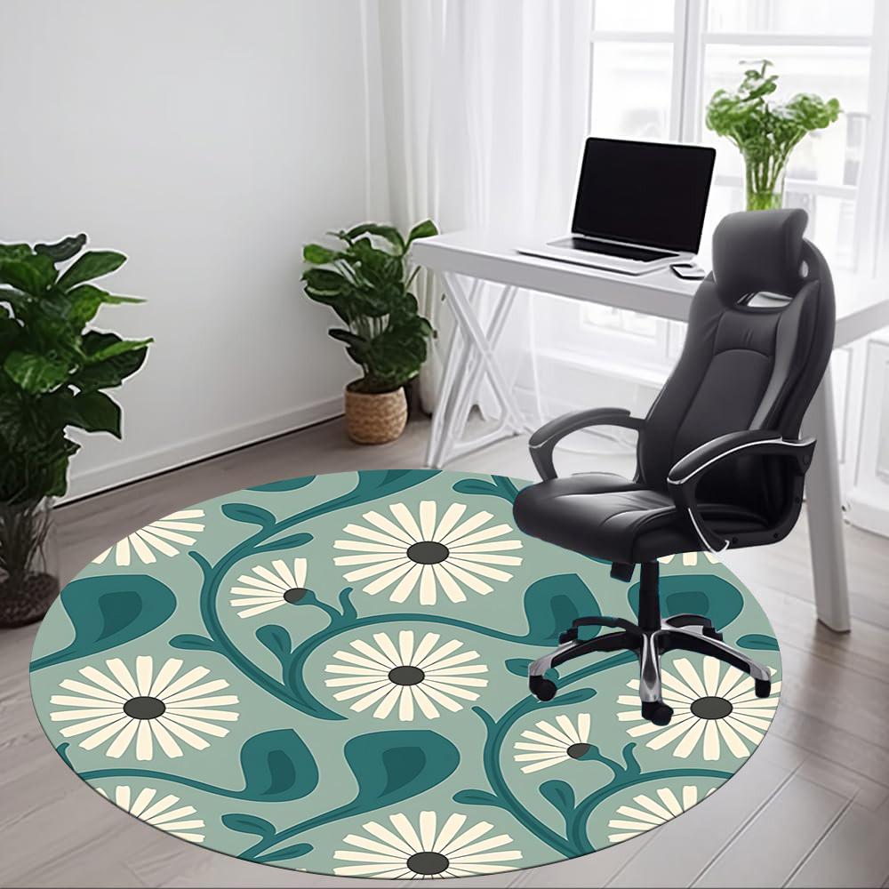 1pc Floral Pattern Office Round Area Rug, Indoor Mat Suitable For Office, Under Office Chairs Bedroom Living Room Home Decor, Room Deco