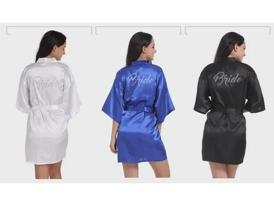 Summer Bride Wedding Nightgown Cardigan, Thin Five-Point Sleeve, Solid Color Morning Gown