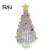 Sparkling Glass Figurine Hand Blown Christmas Tree with Golen Star, Ornament Mini Xmas Ornament, Handmade Desktop Holiday Decoration Small Decor