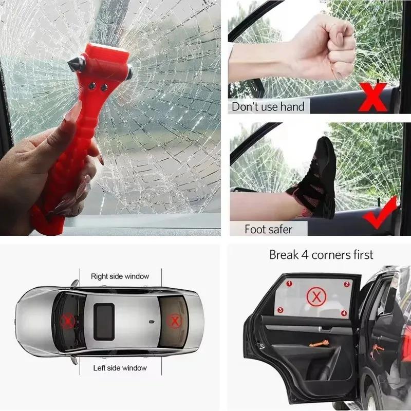 1/2PCS Survival Safety Hammer Car Window Breaker Basics Emergency 2-in-1 Seat Belt Cutter Window Hammer Escape Tools Accessories