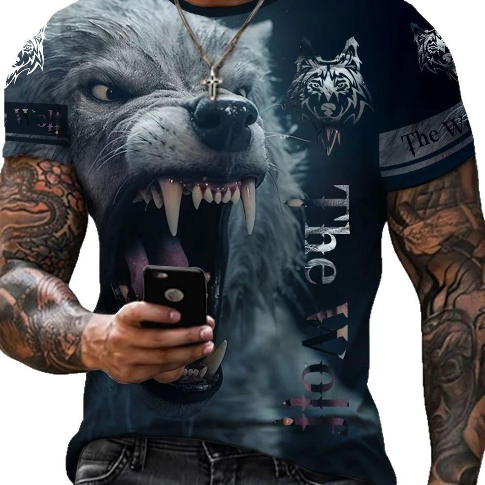 Wolf Print! Men's Polo Shirt, Casual Short Sleeve Top