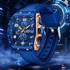 LIGE Men Watch Luxury Blue Square Chronograph Watch for Men Military Sports Silicone Waterproof Men's Quartz Wristwatches