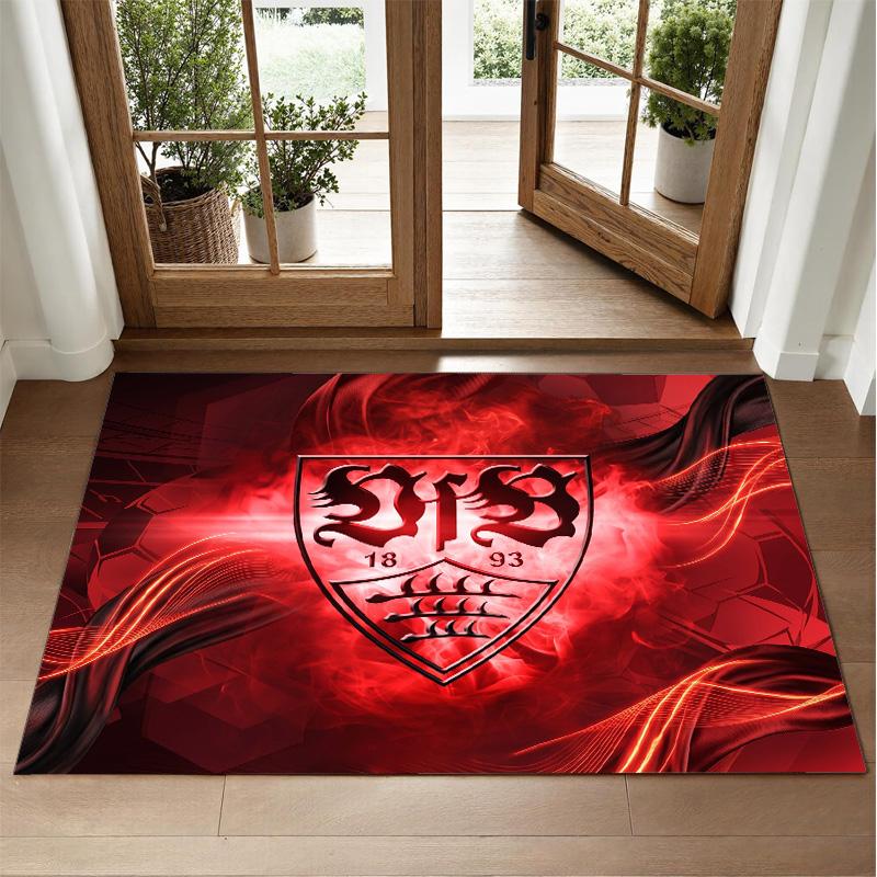 VfB Stuttgart Football Design Crystal Velvet Rug Soft Decorative Mat for Bedroom Entrance