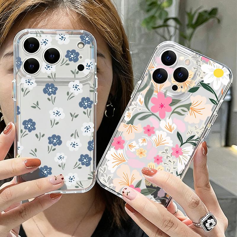 Colorful Flowers Pattern Case For iPhone 17 Pro Max Coque iPhone 16 15 14 13 12 Pro Max 11 Clear TPU Silicone Soft Cover