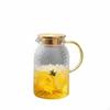 Hammered Glass Pitcher Heat Resistant with Lid Drip Spout Large Capacity Juice Carafe