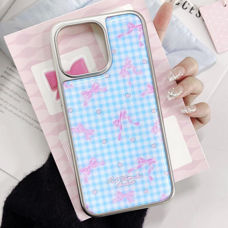 Zhitai Roztomilý styl Elektroplatovaný stříbrný okraj pouzdra pro iPhone 16/15/14 Pro Max/13 Pro