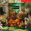 2D Flat, 2D FlatAutumn Thanksgiving Pumpkin Bird Garden Flag_1-28x40 Inch Outdoor Garden Flag Double-sided Home Decoration Courtyard Decoration Outdoo