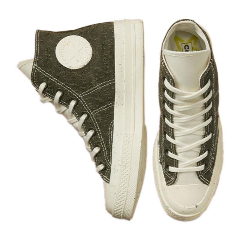 Converse 1970s Chuck Taylor All Star Casual & Comfortable Non-Slip Abrasion Resistant High-Top Espadrilles Women's White Olive Green