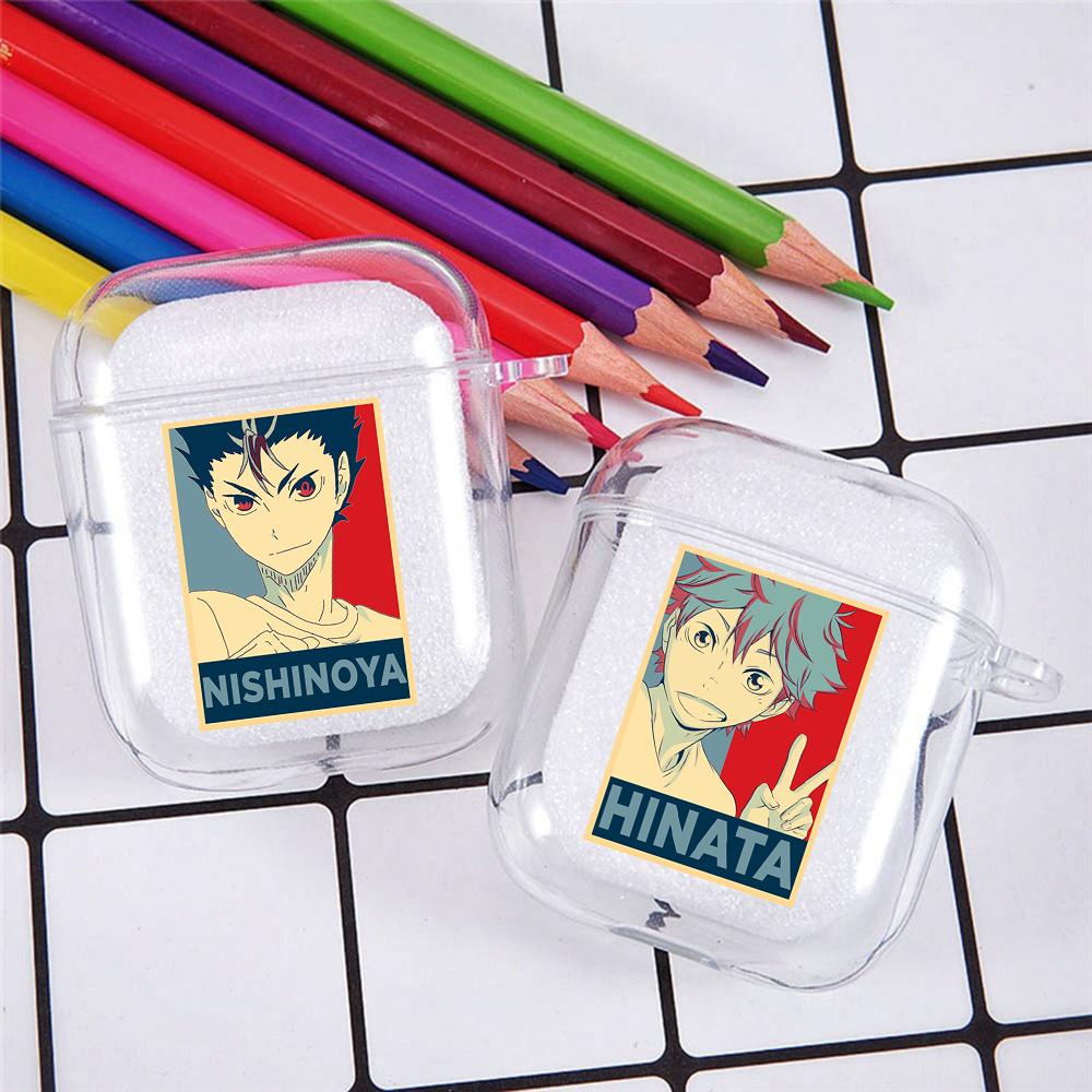 Japan Anime Figures Transparent Airpods Case for Funda Airpods 2/1 Cover Bakugo Bokuto Himiko Mirio Yumeko Deku Soft TPU Cases
