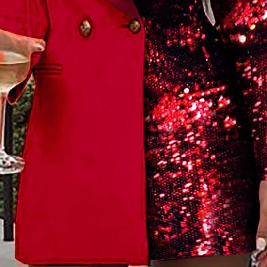 Damenkleid tiefer V-Ausschnitt Pailletten Herbst Winter Sexy Kontrastfarbe Arbeit Formelles Kleid für Party