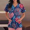 Happy Valentine's Day Women's Fashion V-neck Short Sleeve Workwear With Pockets Tops