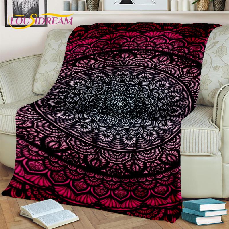 3D Mandala Bohemia Geometric Flower Blanket,Soft Throw Blanket for Home Bedroom Bed Sofa Picnic Office Hiking Leisure Nap Cover