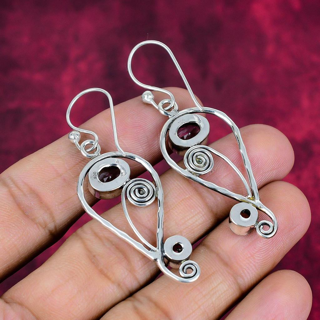 Blue Topaz Earrings, 925 Solid Sterling Silver Gemstone Jewelry, Handmade Earrings, For Thanksgiving